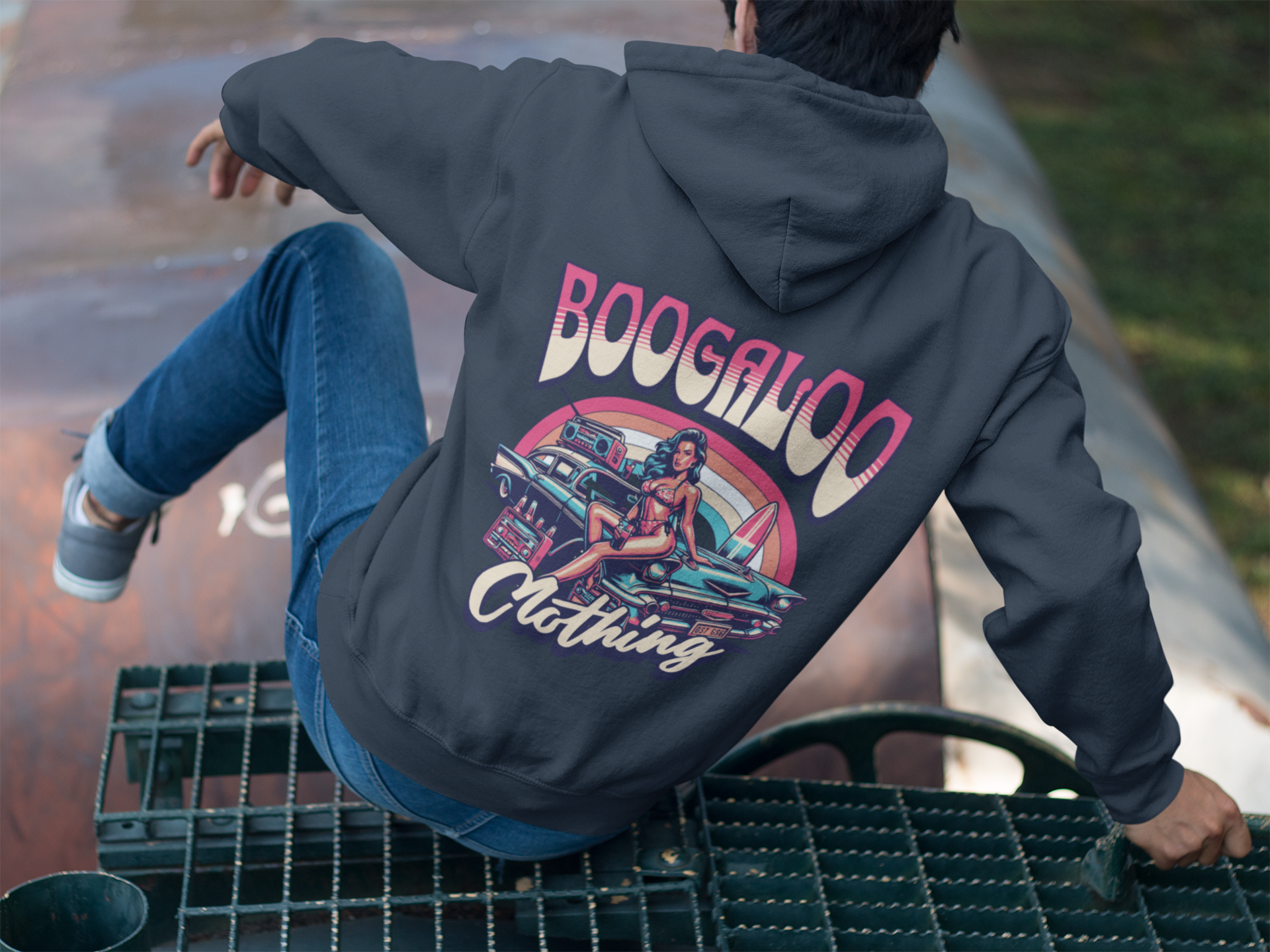 Navy Retro Boogaloo Hoodie