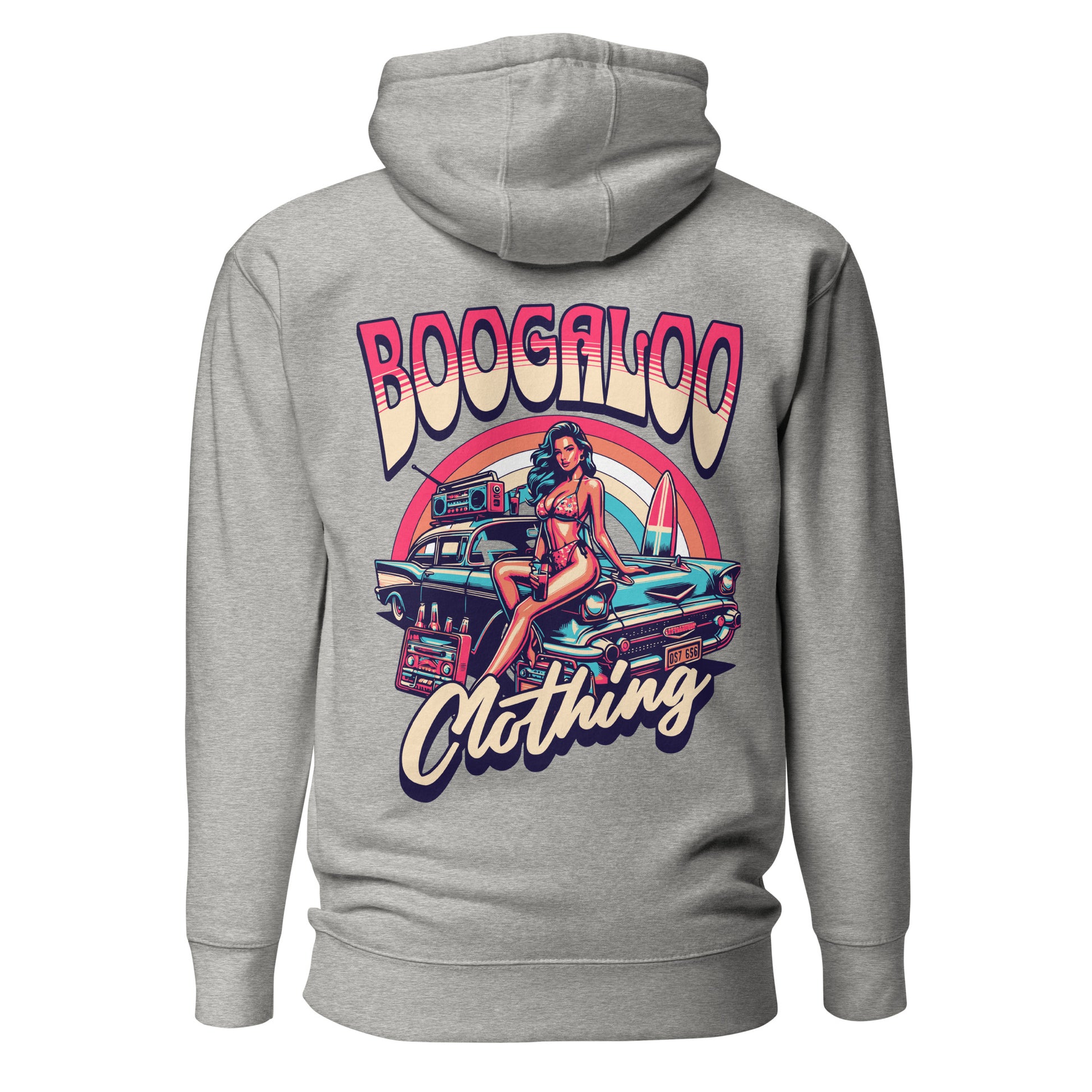 Grey Retro Print Boogaloo Hoodie