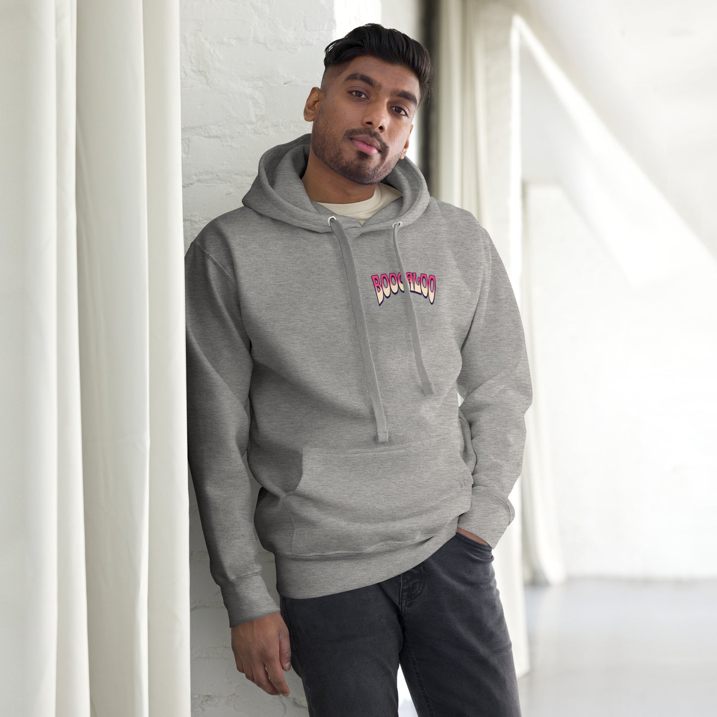 Grey Retro Print Boogaloo Hoodie