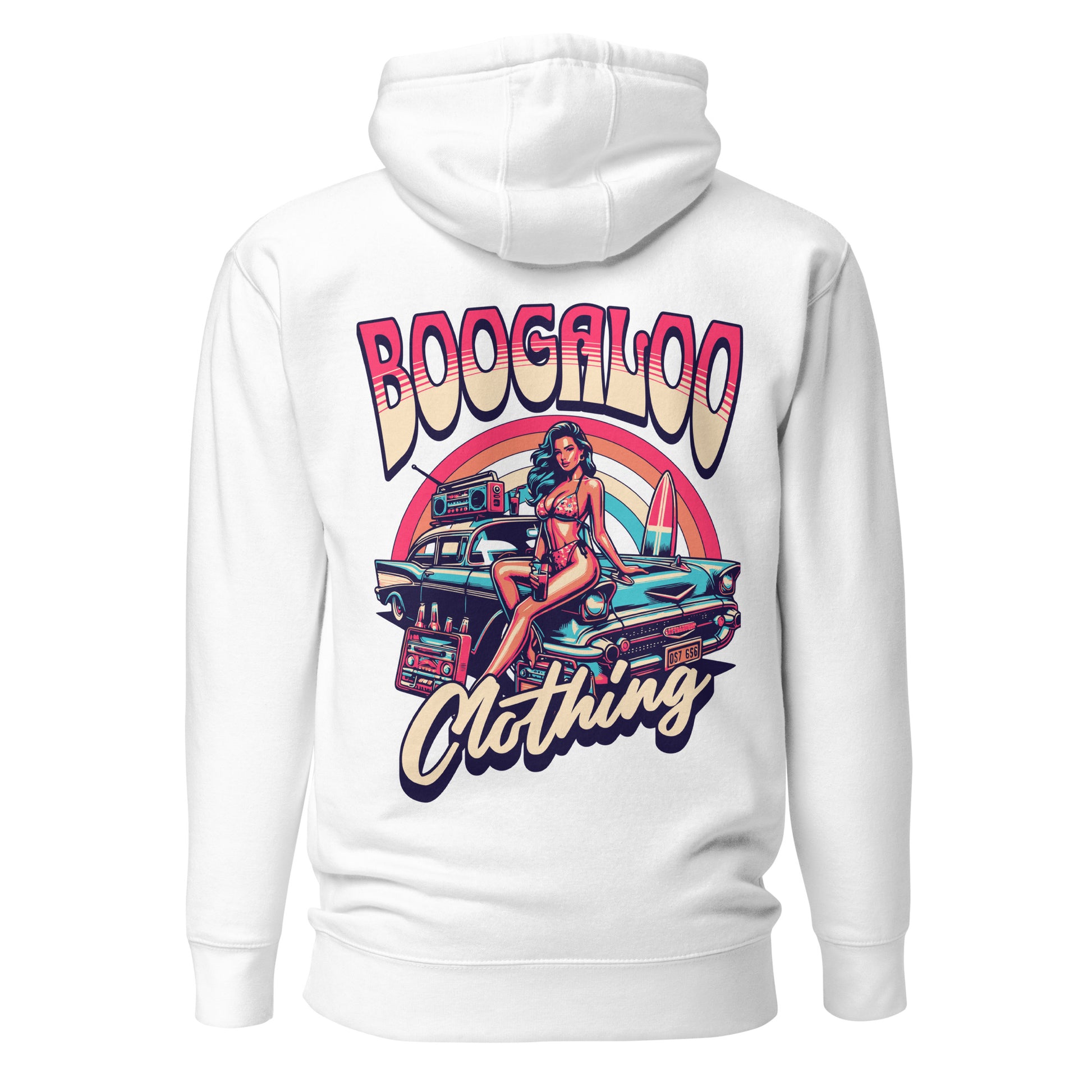 White Retro Print Boogaloo Hoodie